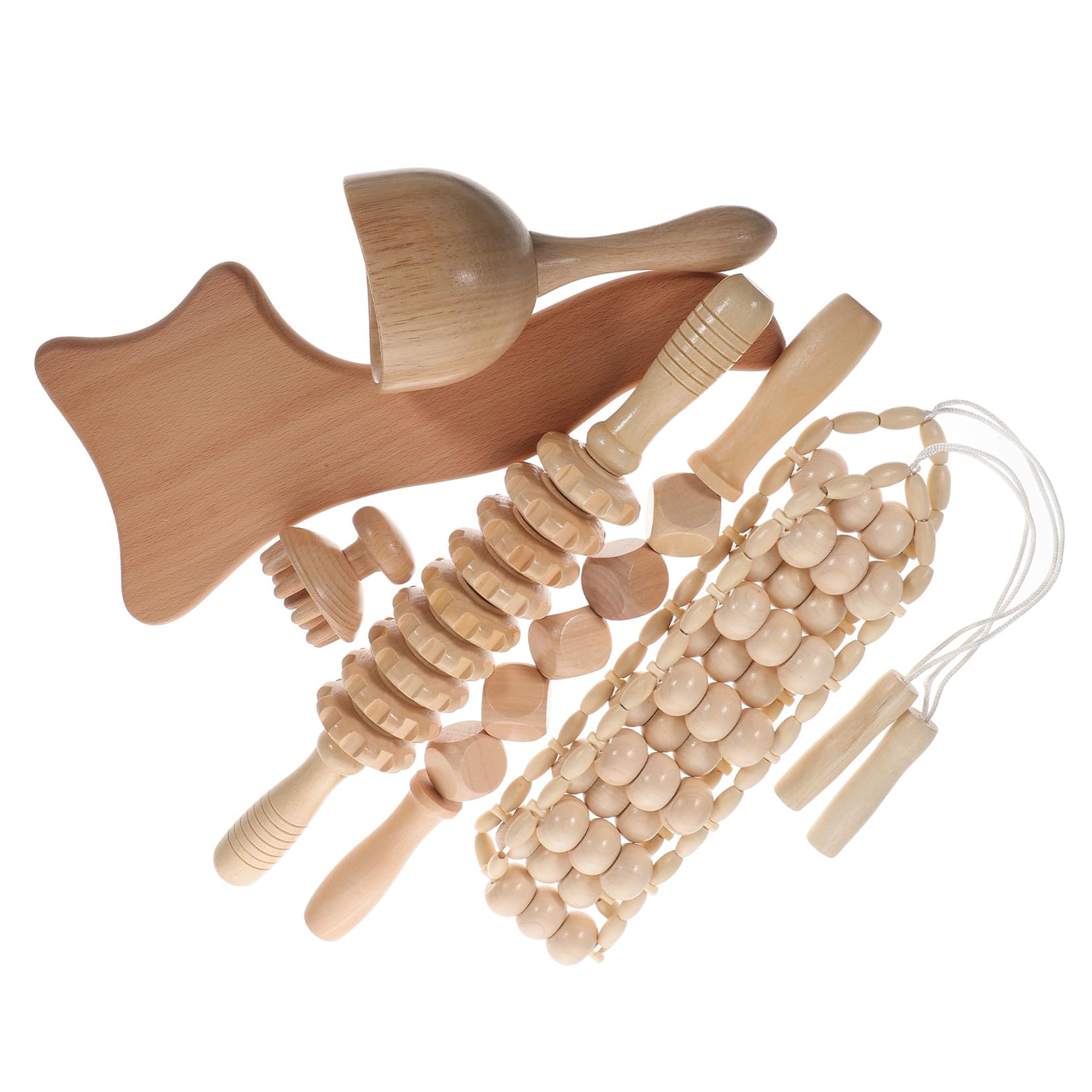 Kit de Herramientas de Masaje de Terapia de Madera, Rodillo Masajeador Anticelulitis, 6 Piezas, para Aliviar Fatiga y Uso en Oficina