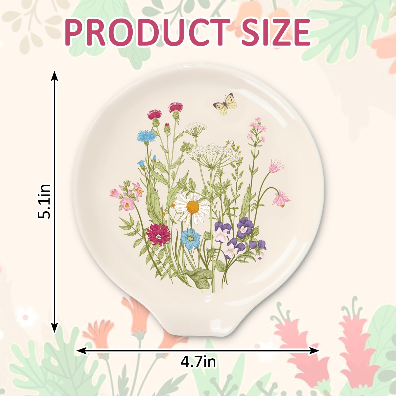 JarThenaAMCS 4.7inch Wildflower Spoon Rest Watercolor Floral