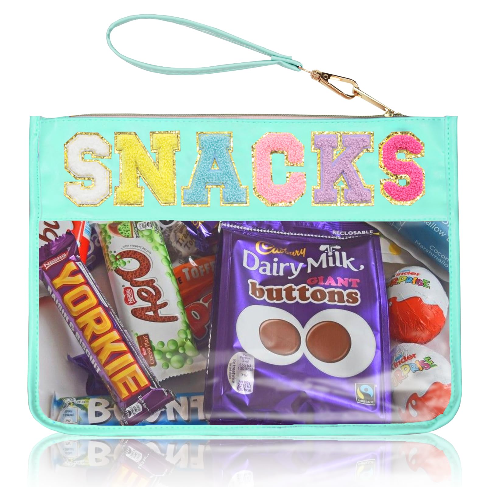 Chenille Letter Clear Zipper Pouch for Travel Preppy Patch Makeup Bag-Nylon Cosmetic Preppy Makeup Waterproof Organizer Bag Set for Women Valentines