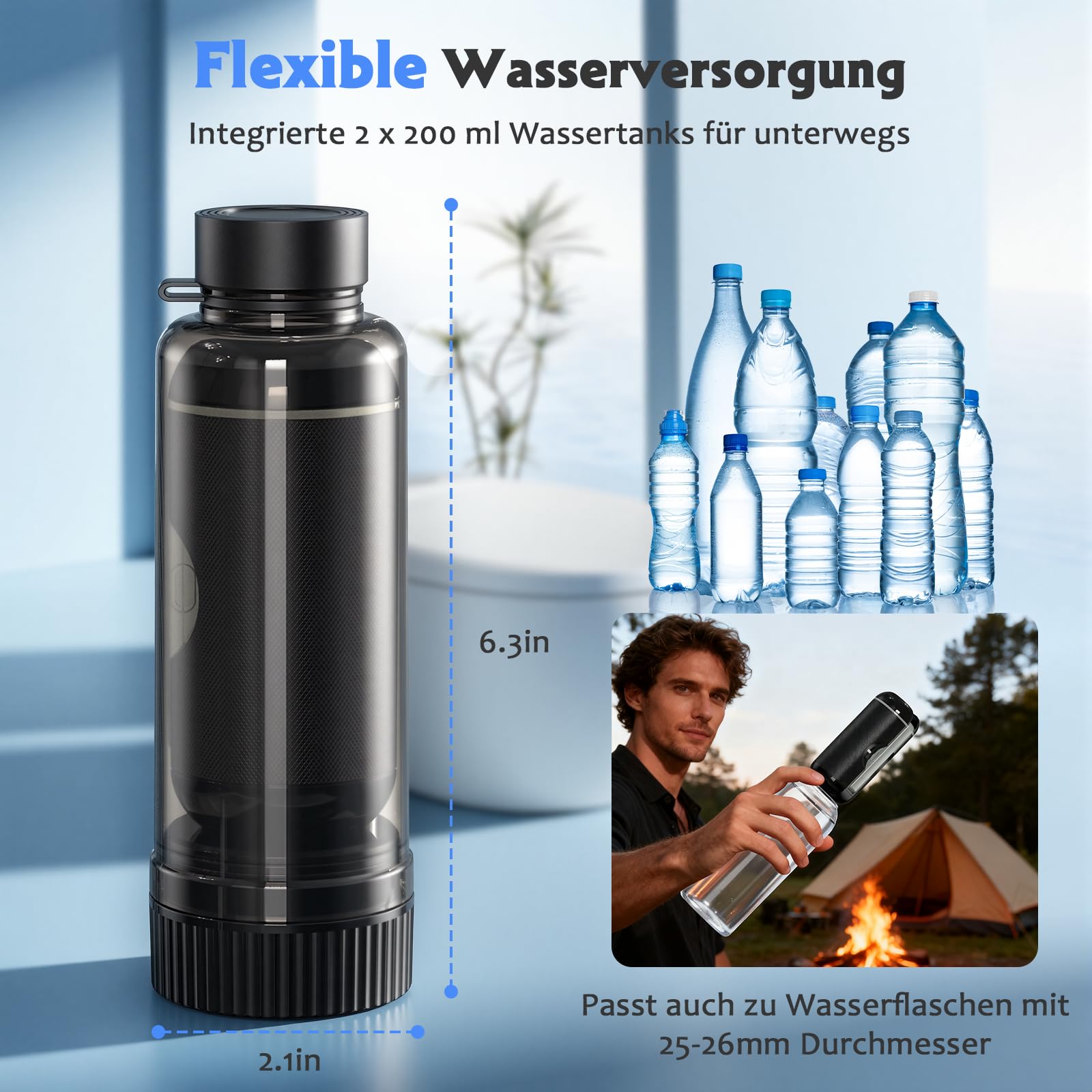 Po Dusche Elektrischer Tragbarer Bidet, 2*200 ml Wassertank Geschenkbox Verpackung, Wiederaufladbare Intimdusche, ideal für Männer, Frauen, Schwangerschaft & Reisen
