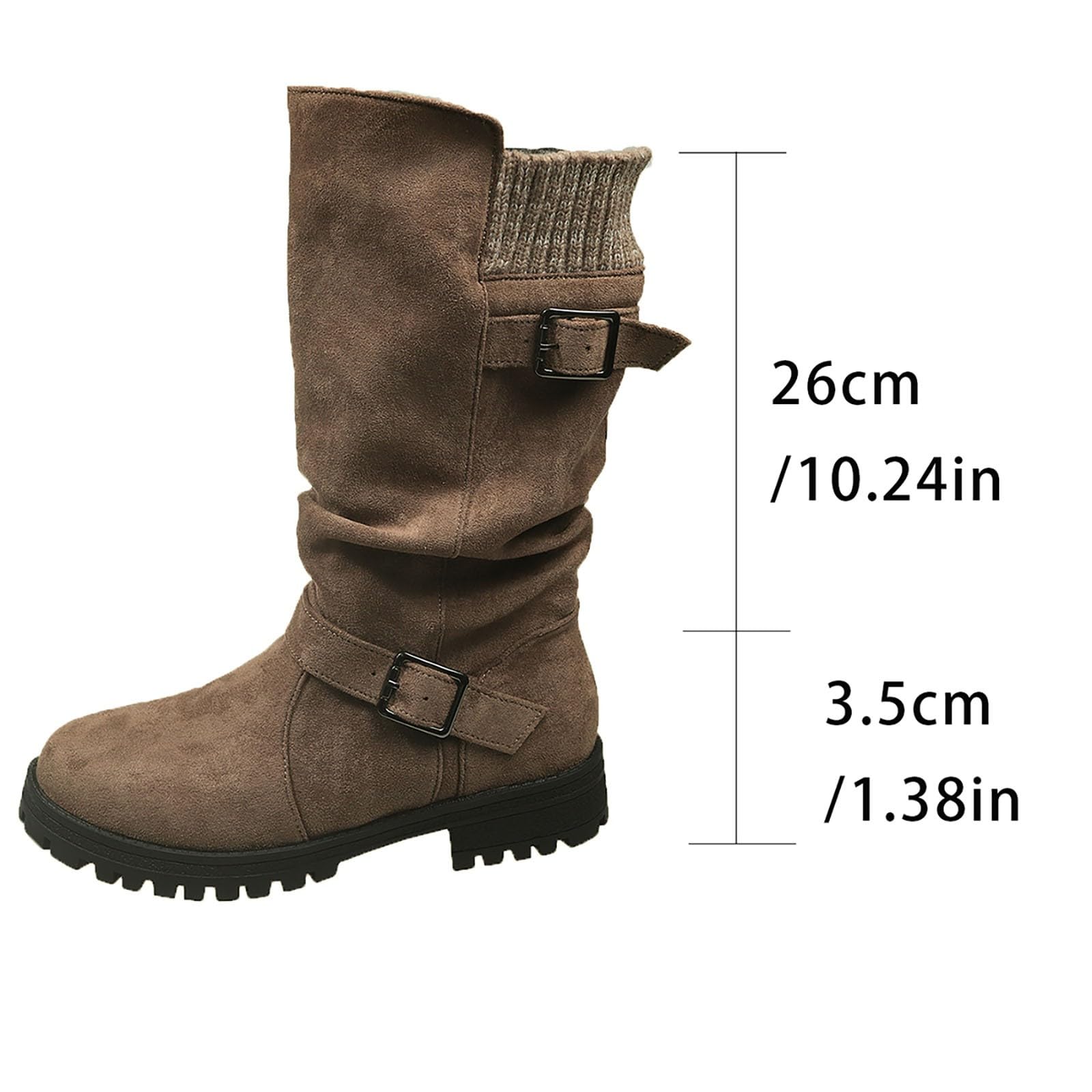 Botas por Encima de la Rodilla Botines de Ante Media caña, diseño sin Cordones con Correa Ajustable para Mayor Calidez en Invierno, cómodos e Informales.