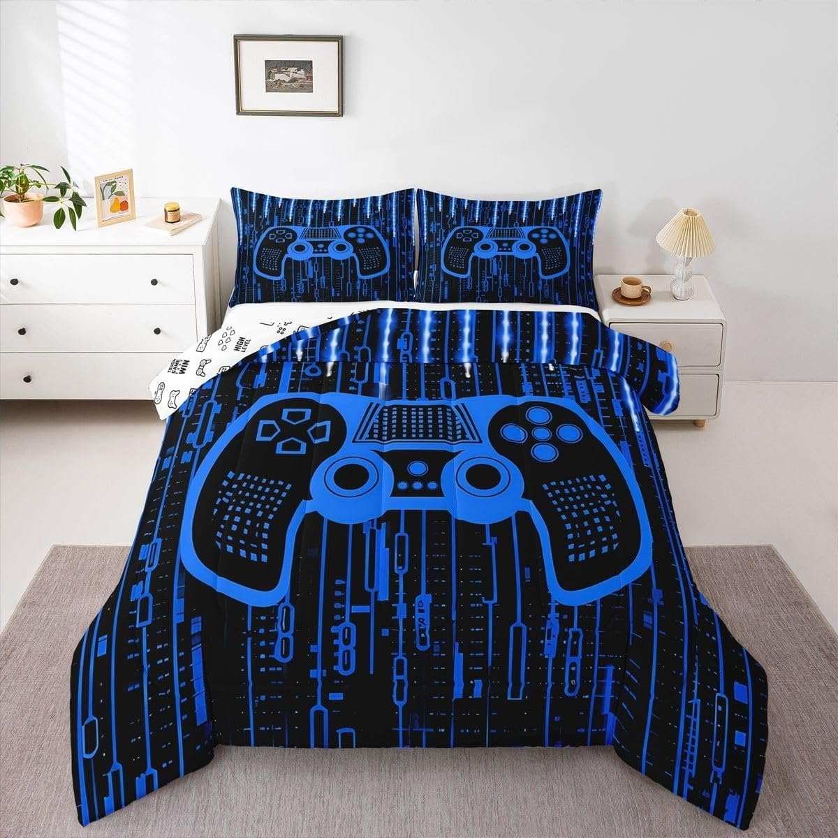 Couette sans housse lavable 220x240 pour une chambre d'adulte au style geek épuré