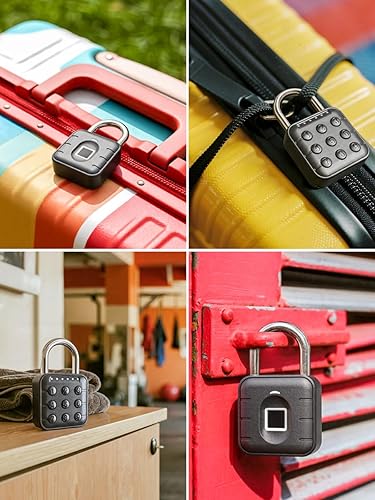 Miniatura 6 de NexusLab Candado inteligente de huellas dactilares ultrarrápido resistente al agua IP67 y antioxidante, ideal para gimnasio, escuela, viajes y