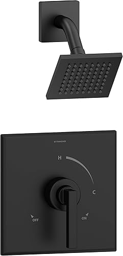 Symmons 3601-MB-SH4-1.5-TRM Duro - Molde de ducha de un solo mango con 1 pulverizador en negro mate, 1.5 GPM (válvula no incluida)