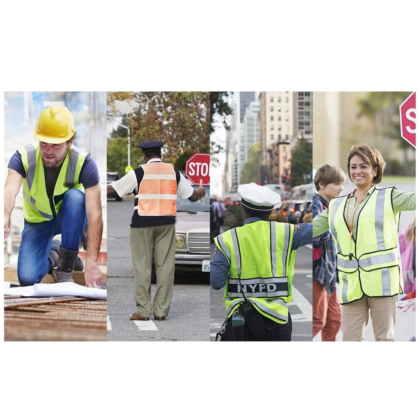 Chaleco Reflectante Chaleco de Seguridad Reflectante Alta Visibilidad Ropa Trabajo para Uso en Exteriores(Fluorescent Yellow)