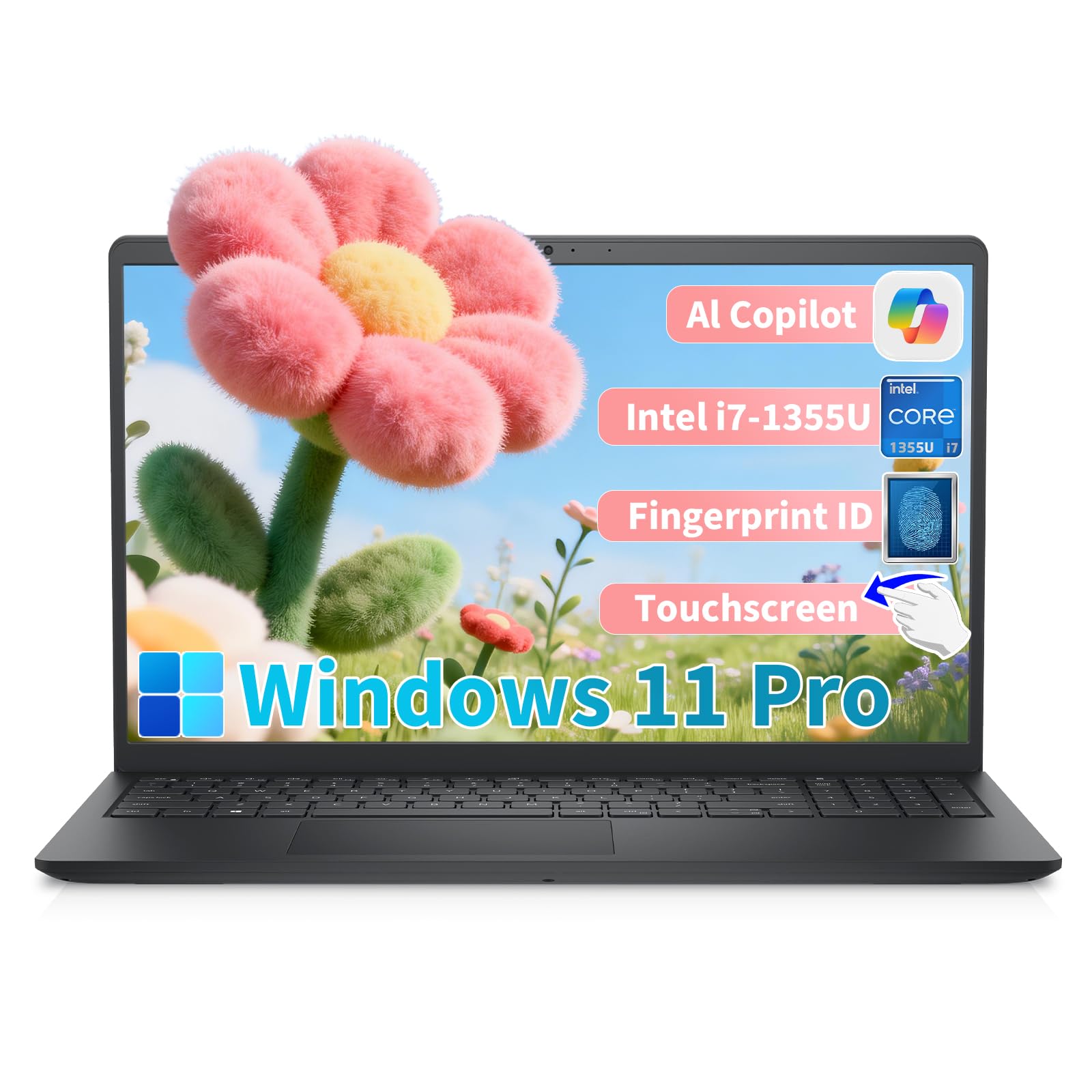 15 Laptop DC15250, Intel Core i7-1355U (UP to 5.0 GHz), 15.6 FHD Display, 32GB RAM, 1TB SSD, Backlit Keyboard, Fingerprint, Lifetime Windows 11 Pro for Business & Students