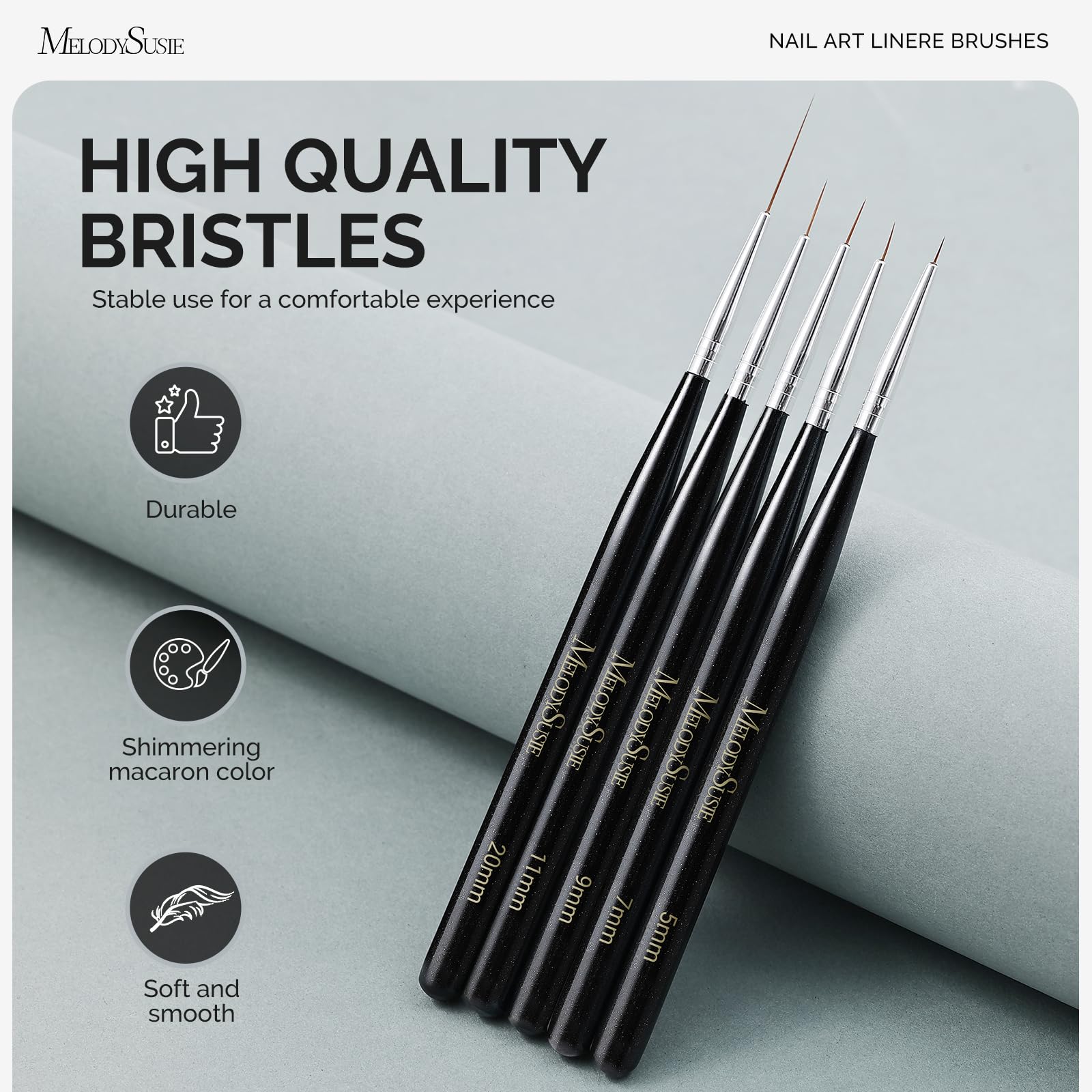 MelodySusie Nail Art Liner Brushes 5Pcs Professional Gel Polish Painting Art Design Pen Set for Thin Long Lines Tiny Details - Image 2