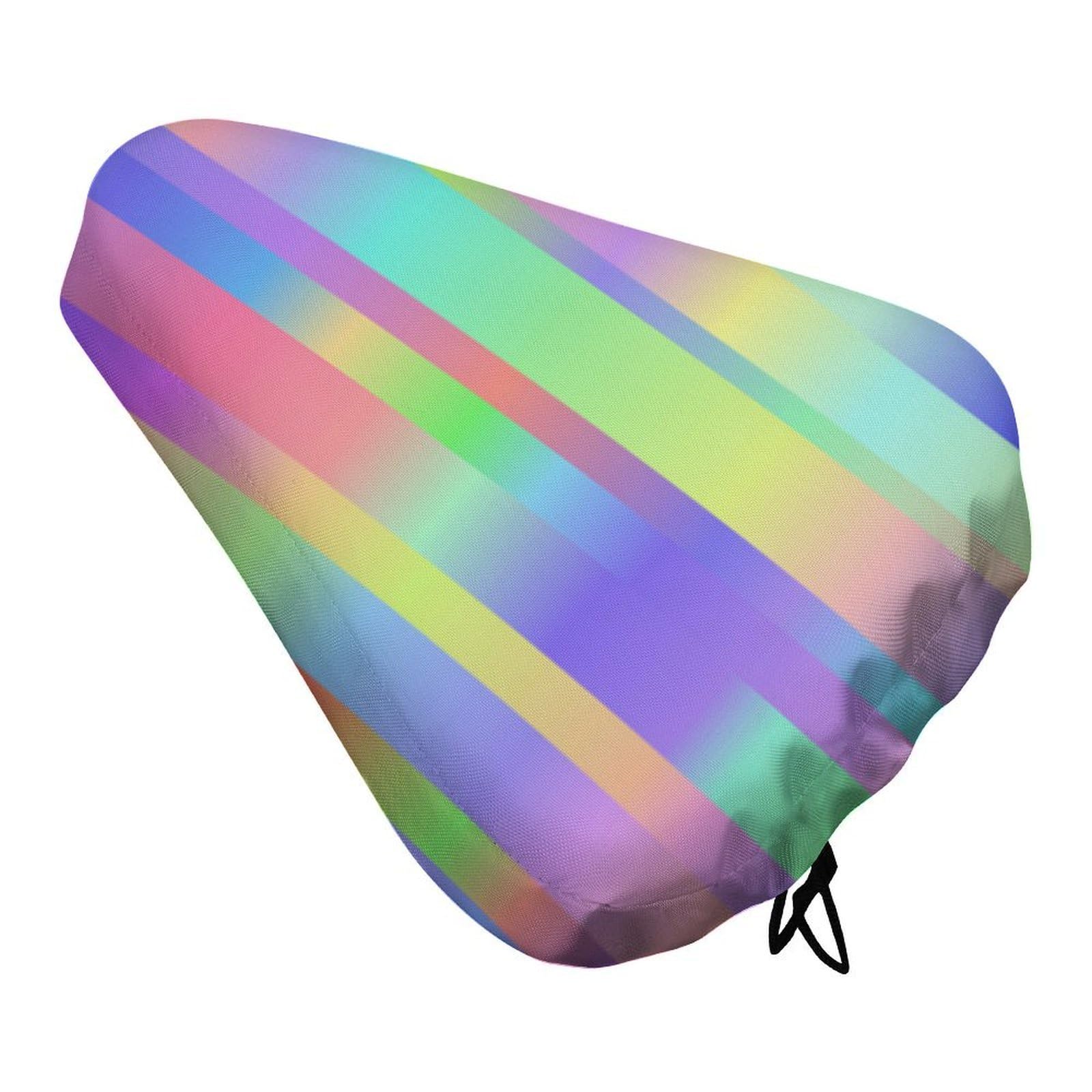 Treer Bike Seat Cover Waterproof, Outdoor Bicycle Saddle Rain Dust Cover with Elastic, Water Resistant Bicycle Seat Protector Shield Non-Slip for Journey and Travel (Colorful texture 7,27x37cm)