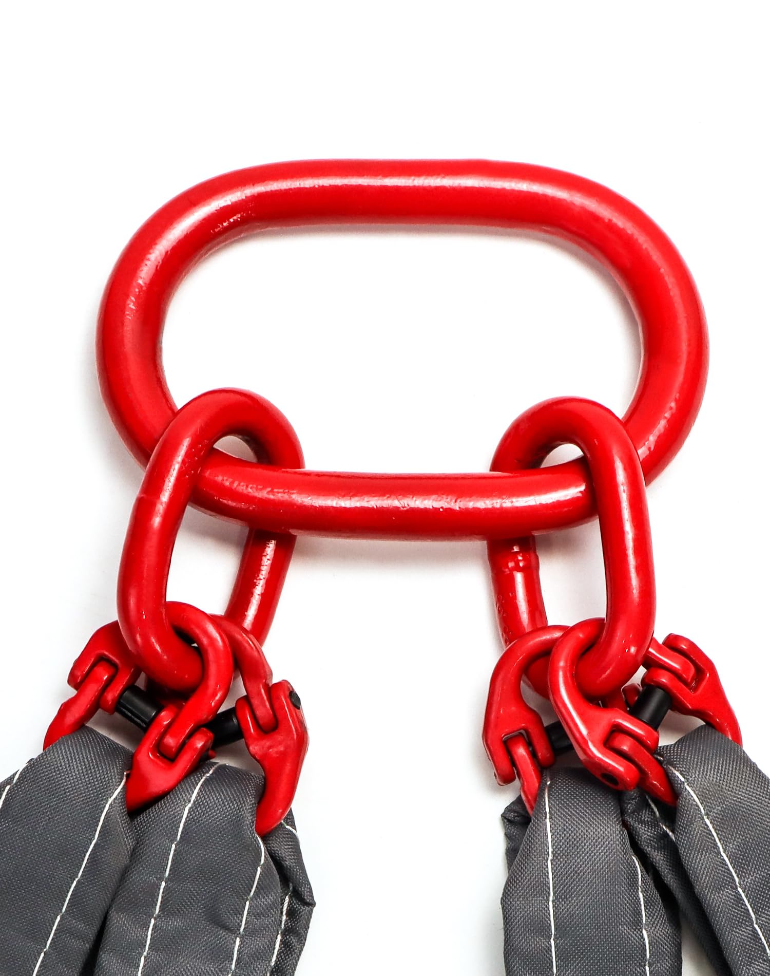 QWORK 5Ft Chain Sling, 13220lbs Sling Chain, 6T Chain Hoist, with 4 Legs Grab Hook and Adjuster, G80 Alloy Steel Engine Lift Chain Link Eye Hook Complete Rigging for Safe Towing and Handling of Cargo