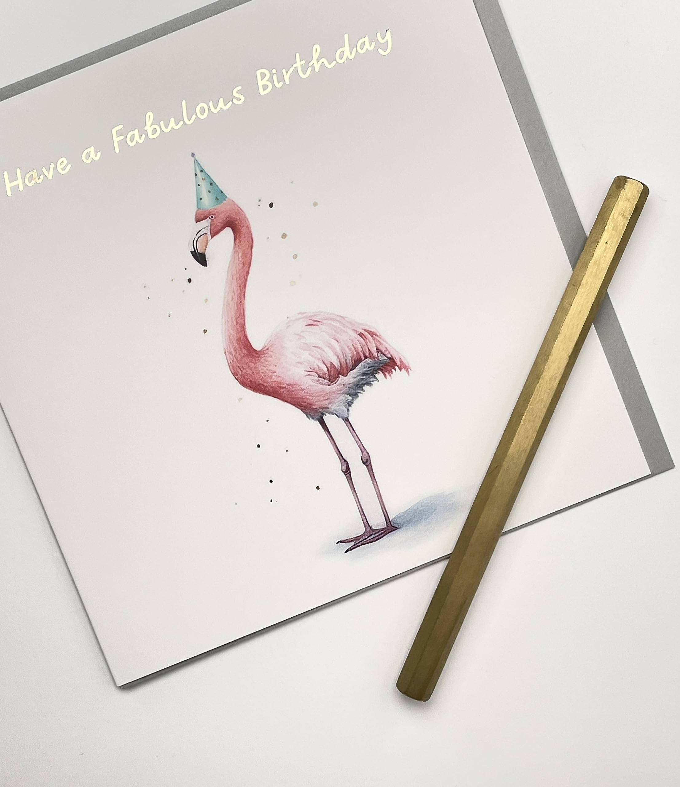 Old English Co. Geburtstagskarte Mit Flamingo & Partyhut – Goldfolie, Innen Blanko, Für Mama, Papa, Tochter, Sohn & Alle Geburtstagskinder