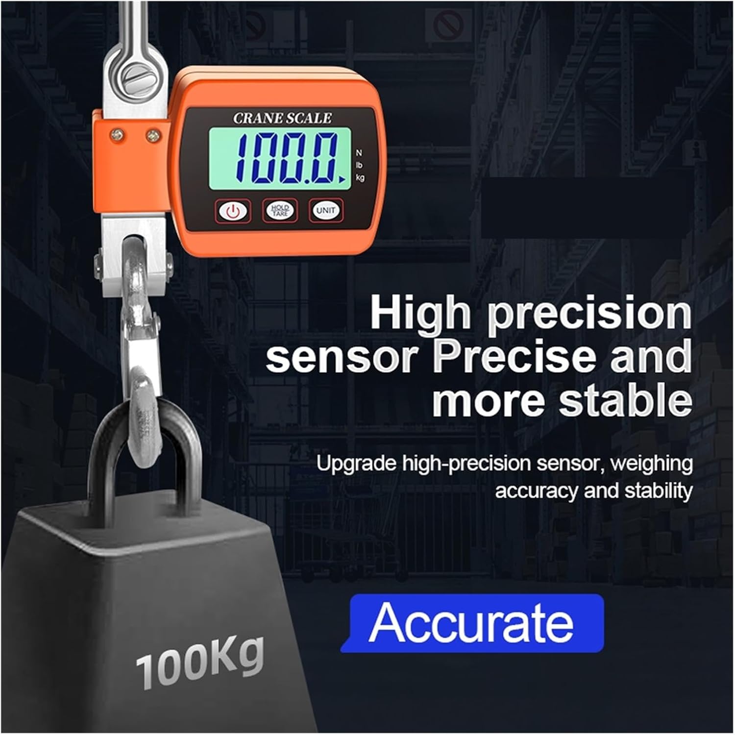 Portable Digital Crane Scale LCD Digital Display Crance Scale 0.05-500kg Industrial Electronic Heavy Duty Weight Hook Crane with Unit Change Functio (White 1)