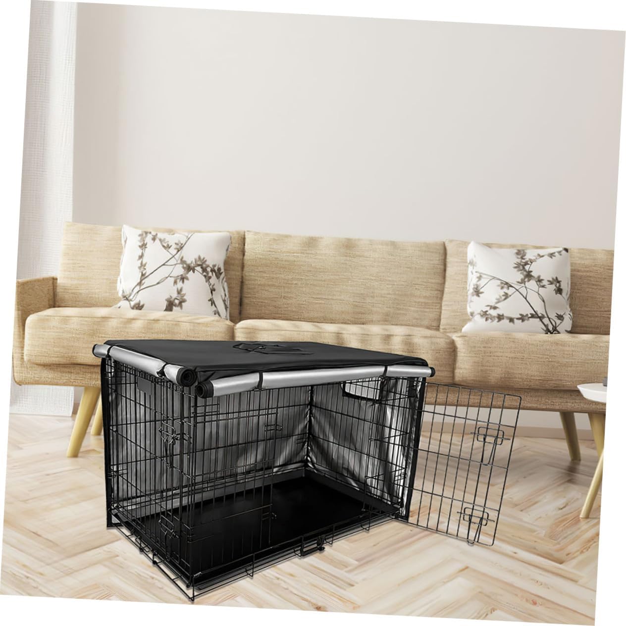 Totority Rainproof Oxford Cloth Dog Crate Cover with Dual Openings Kennel Cover for Indoor Outdoor Use Fits Cages Breathable Window for Pet Comfort and Easy Access