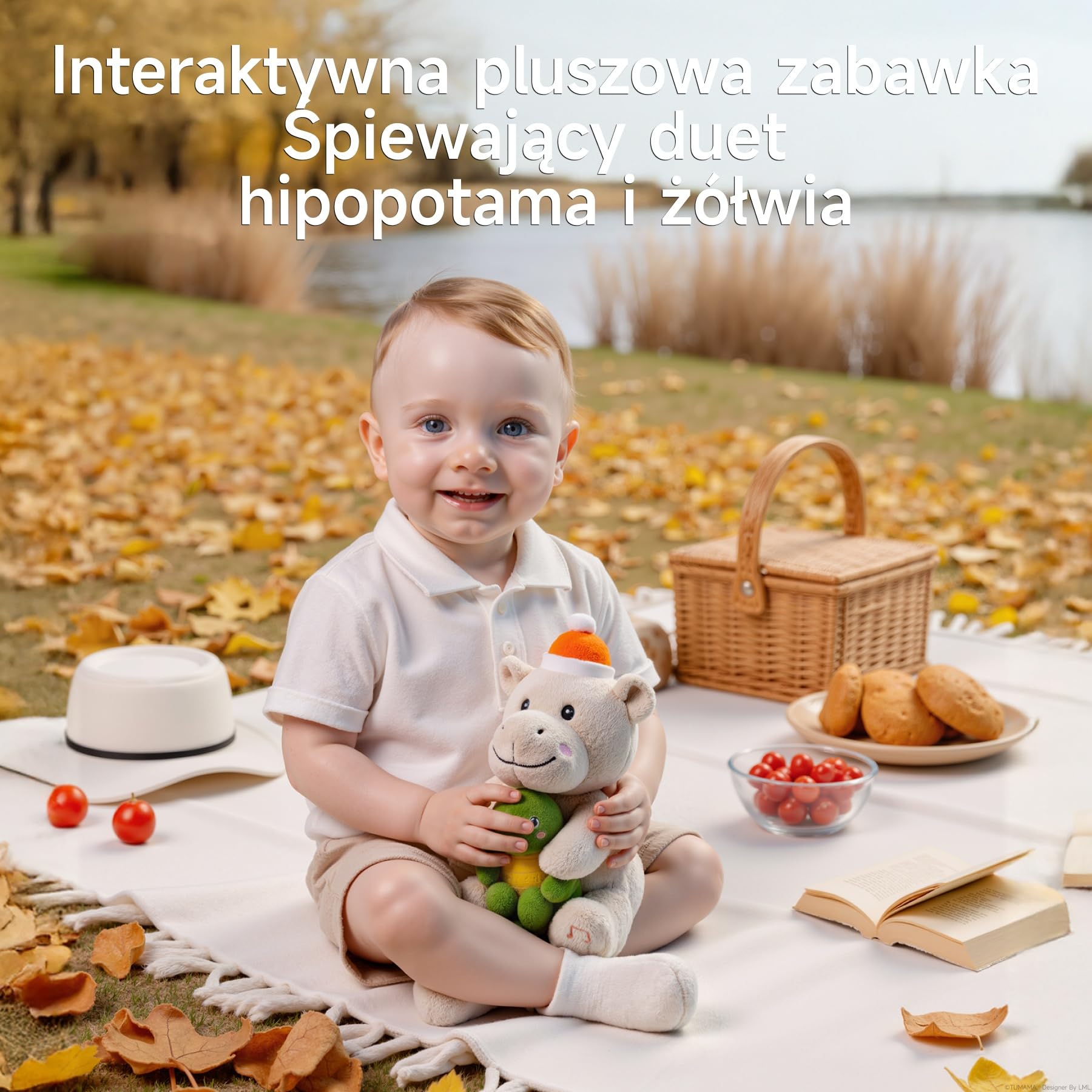 Interaktywny Pluszak, Hipopotam i Żółw Śpiewający i Mówiący, Elektroniczna Pluszowa Zabawka, Pluszowe Zwierzątko, Prezent dla Niemowląt i Dzieci | Mimicking Twisting, Singing, Record & Repeating What You Say, Baby Pet Companion Toys