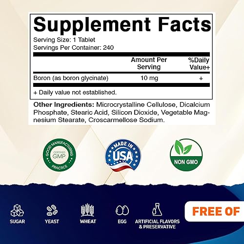 Miniatura 2 de Vitamatic Boro quelado (como glicinato) 10 mg 240 tabletas - Apoya el equilibrio hormonal, la salud ósea y el tejido conectivo