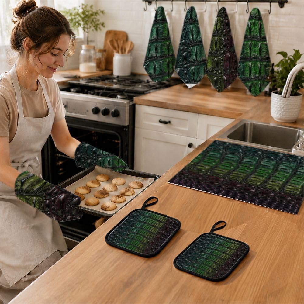 9PCS Gradient Croc Leather Kitchen Decor e Accessori Set