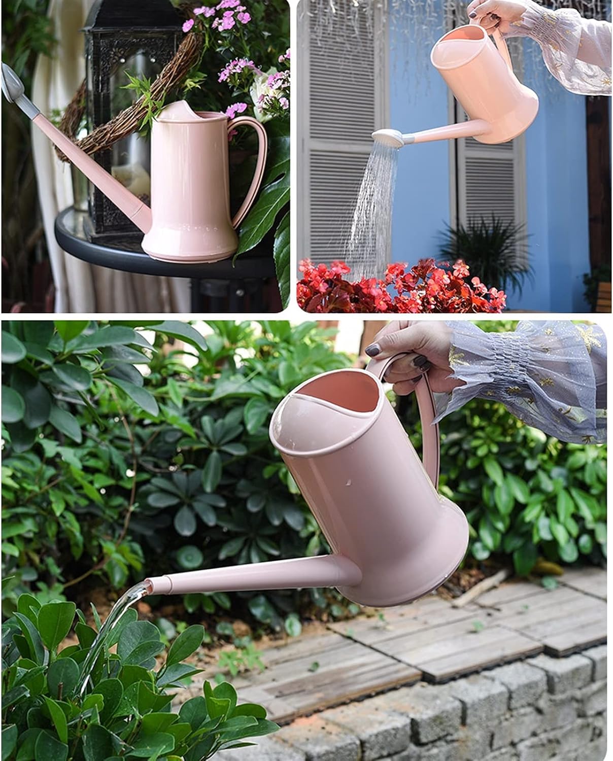Watering Can Plastic Watering Can， Indoor Outdoor Water Can Kettle ，for Plants Garden Flower ，Candy Color Watering Can 2L Decorative Watering Can(B)