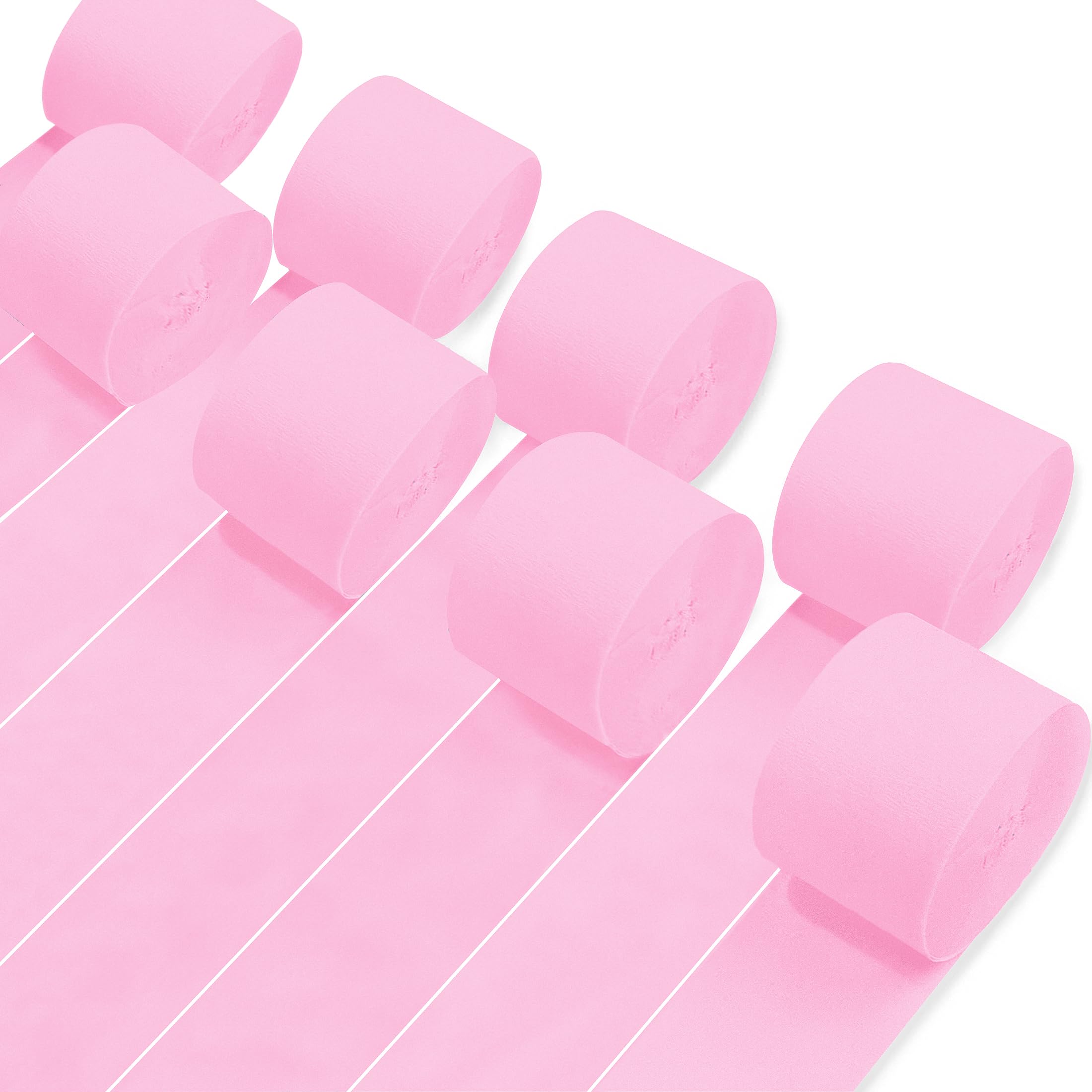 8 Rolls Crepe Paper Streamers, Light Pink Streamers Party Decorations for Baby Shower Bridal Shower Wedding Bachelorette Party Girls Birthday Valentines Galentines Day Mother's Day