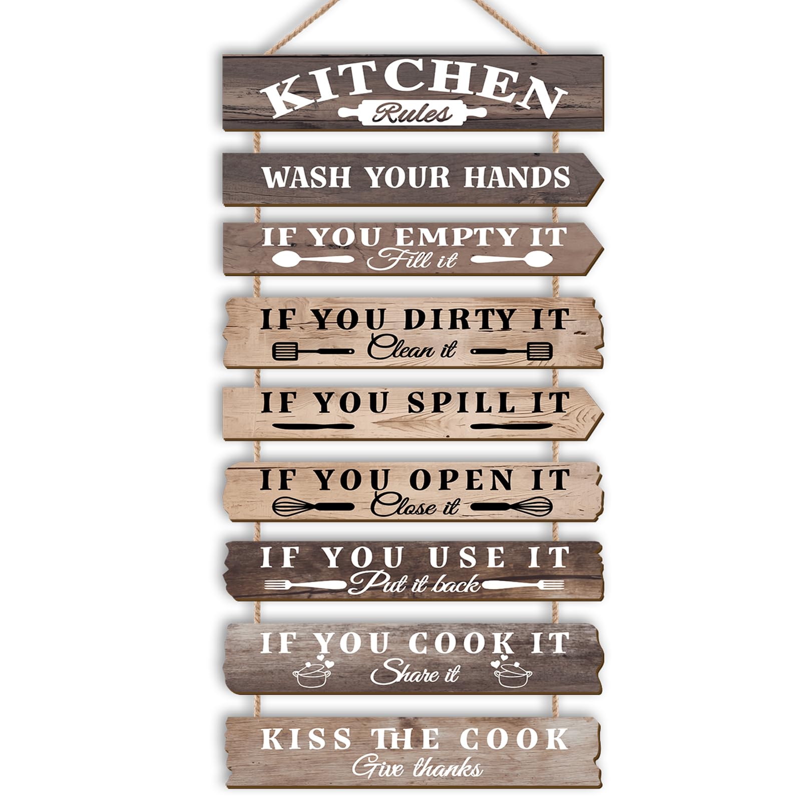 Kitchen Wall Decor Funny Kitchen Signs Kitchen Rules Pictures Wall Art Decor Rustic Farmhouse Western Kitchen Decor Wooden Sign (Brown)
