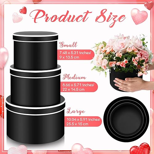 Miniatura 2 de Cholemy Juego de 6 cajas redondas de flores para el día de San Valentín con tapa, tres tamaños, caja de regalo anidada, cajas de arreglo floral de