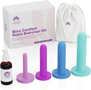 Bliss Comfort Silicone Pelvic Floor Trainer Kit Soft & Flexible Design for Gentle Progression - 4 Piece Set-Small Includes 1.3 Oz Bonus Bliss Glide $10 Value
