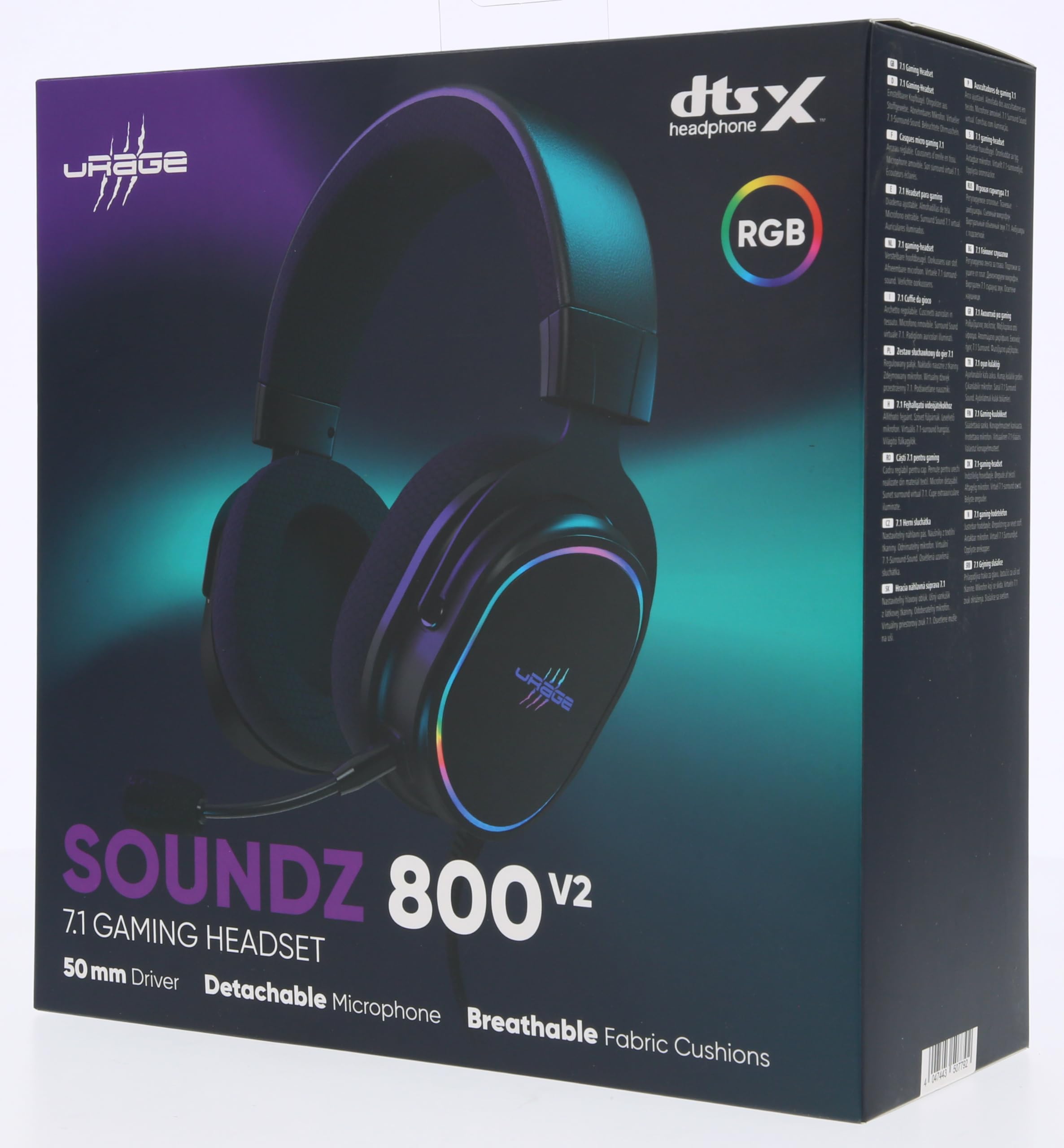 uRage Casque Micro Gaming (Casque Gamer optimisé PC PS5, certifié DTS X, Casque de Jeu Son Virtual Surround 7.1, LED RGB, Micro Amovible, Cable USB-A 2.2m) Noir