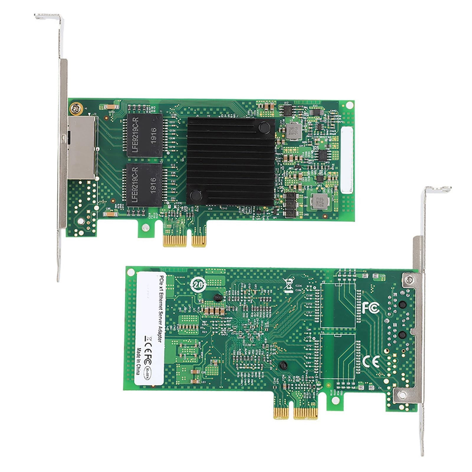 ASHATA PCIE x1 Scheda di Rete Gigabit Ethernet a Doppia Porta per Server per più Aree, Inclusi Server, Internet caffè, Data Center per I350-T2V2 i350AM2
