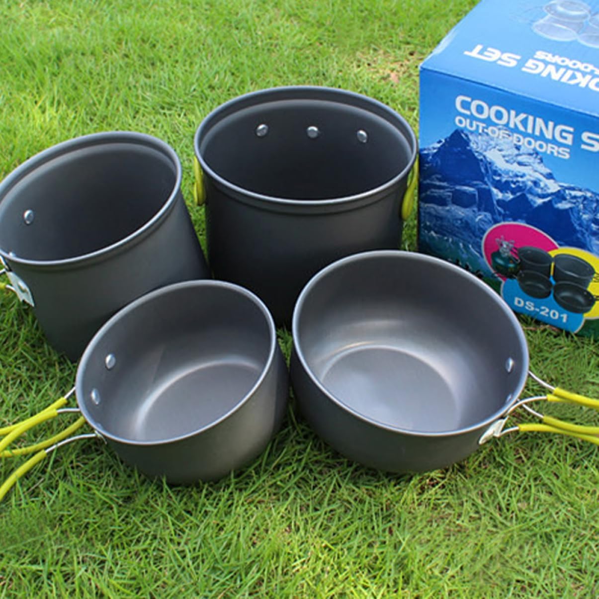 Portable Aluminium Alloy Outdoor Cooking Set Camping Cookware for People Durable Lightweight Pots for Hiking Backpacking and Picnics