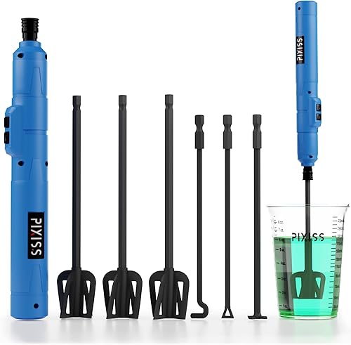 Pixiss Mezclador de resina de alta calidad, mezclador epoxi recargable de mano, mezclador de resina epoxi grado profesional, agitador de resina para