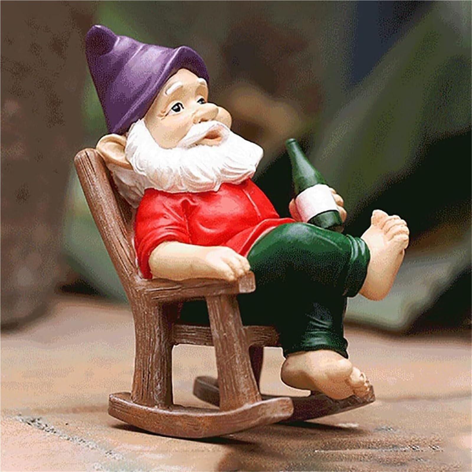 Décoration de Jardin Statue de GNOME Jardin Amusante, Chaise à Bascule, Figurine, Cadeaux décoratifs Statue d'extérieur