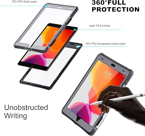Miniatura 3 de ShellBox Case Funda impermeable para iPad 10.2 de 9ª/8ª/7ª generación, resistente a prueba de golpes, protector de pantalla integrado con correa