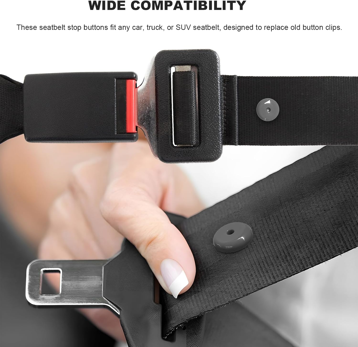 5 Sets Seatbelt Stopper Kit, Snap-on Safety Belt Button Stop with Installation Tools, Plastic Seat Belt Stopper Prevent Buckle from Sliding Down, Universal Car Accessories (Gray)