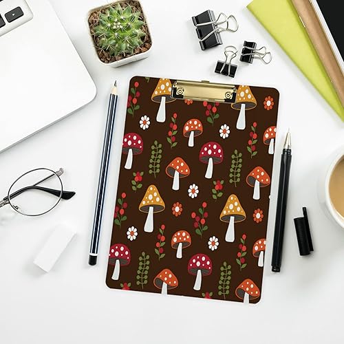 Miniatura 6 de Portapapeles acrílicos de hongos Woodland con nombre de la letra y nombre de PVC para estudiantes, mujeres, hombres y niños, tamaño estándar A4 de 9