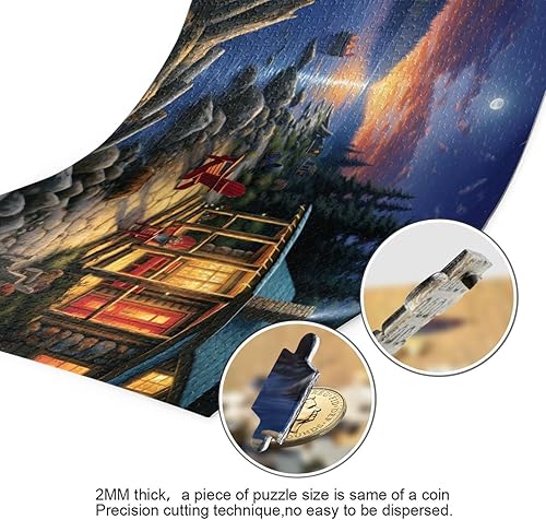 Miniatura 3 de Cabin Forest Night Jigsaw Puzzles 500 Pieces for Adults,Learning Educational Puzzles,Difficult and Challenge Families Toys with Mesh Storage Bag