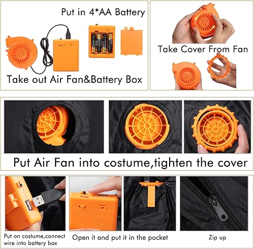 Miniatura 3 de Onory Disfraz inflable de esqueleto que brilla en la oscuridad, disfraz inflable de Halloween para adultos