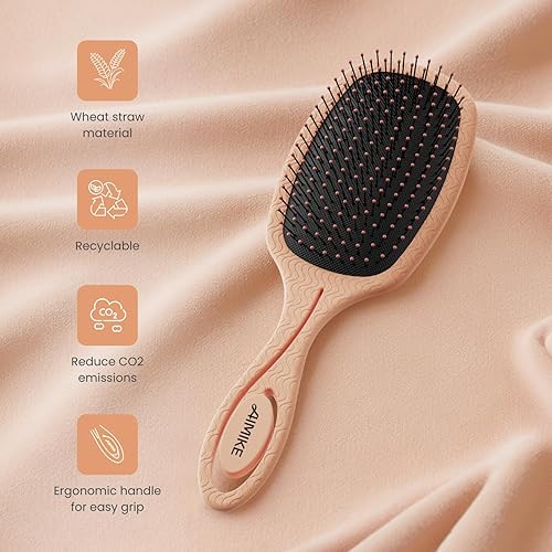 Miniatura 10 de AIMIKE Cepillo desenredante para el cabello, cepillo desenredante ventilado biológico con cerdas suaves flexibles, cepillo desenredante sin tirones