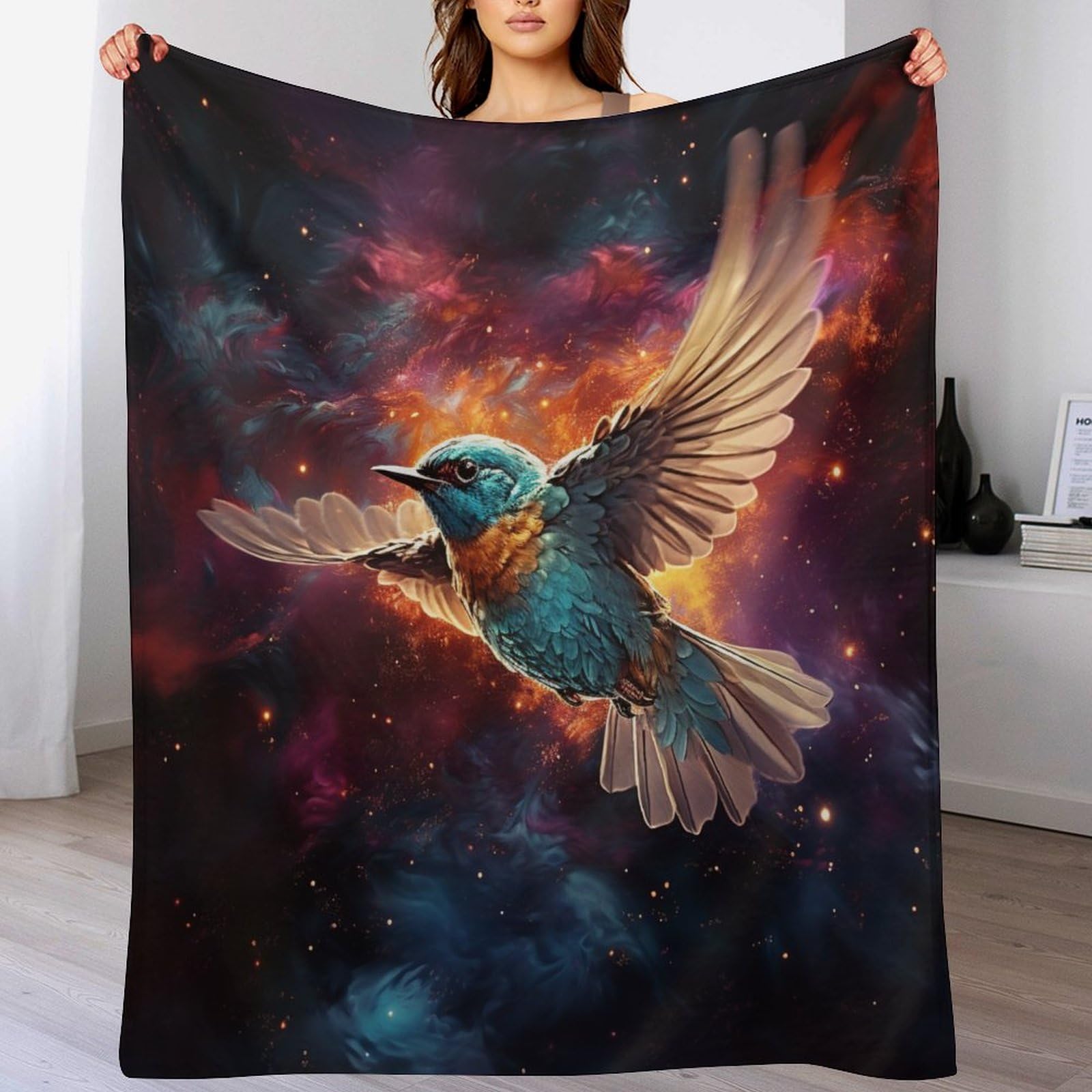 Couverture polaire oiseau pour des soirées cocooning au salon doux