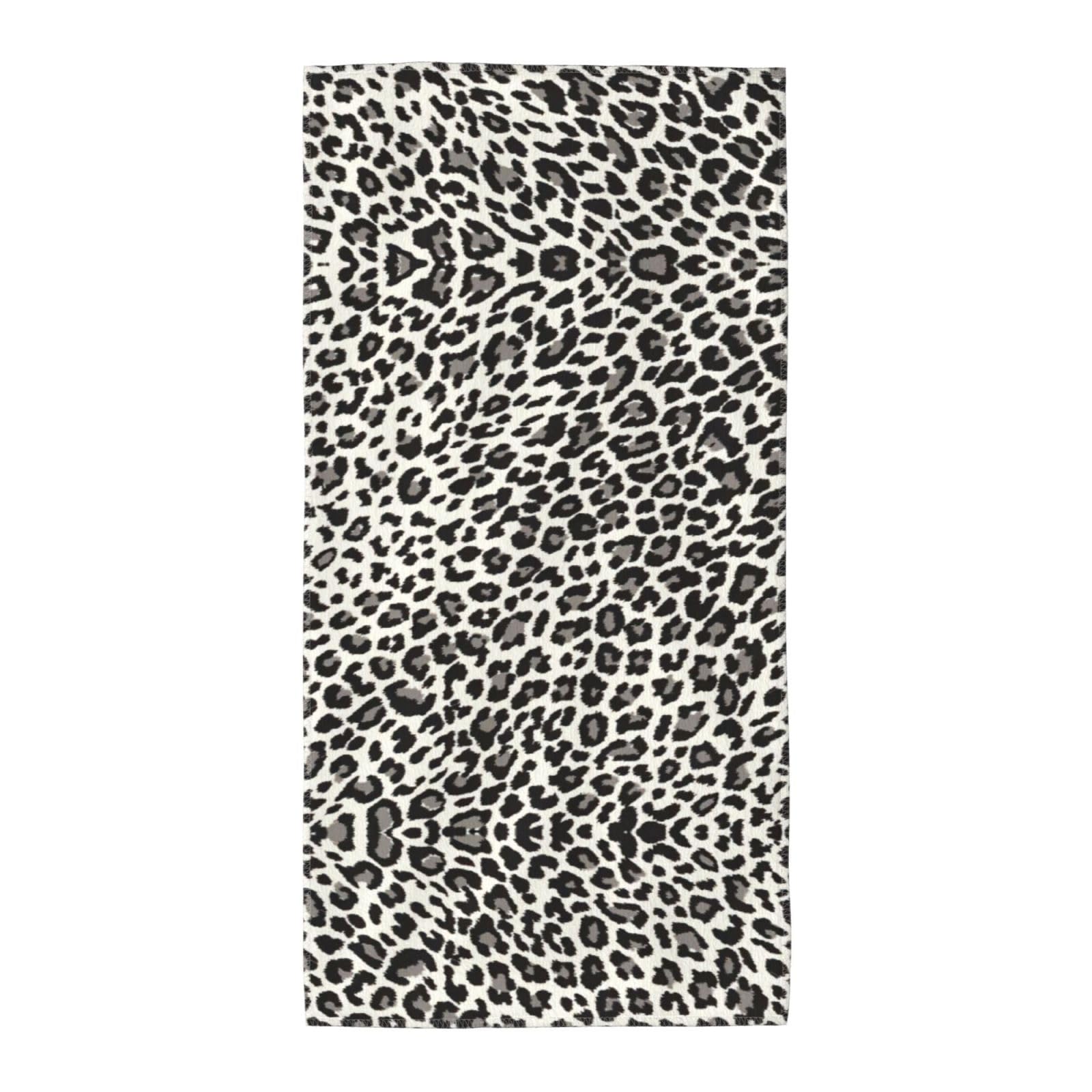 SDEGTHO Black Leopard Print Soft Absorbent Long Towel For Gym Sports Picnic Leisure Use