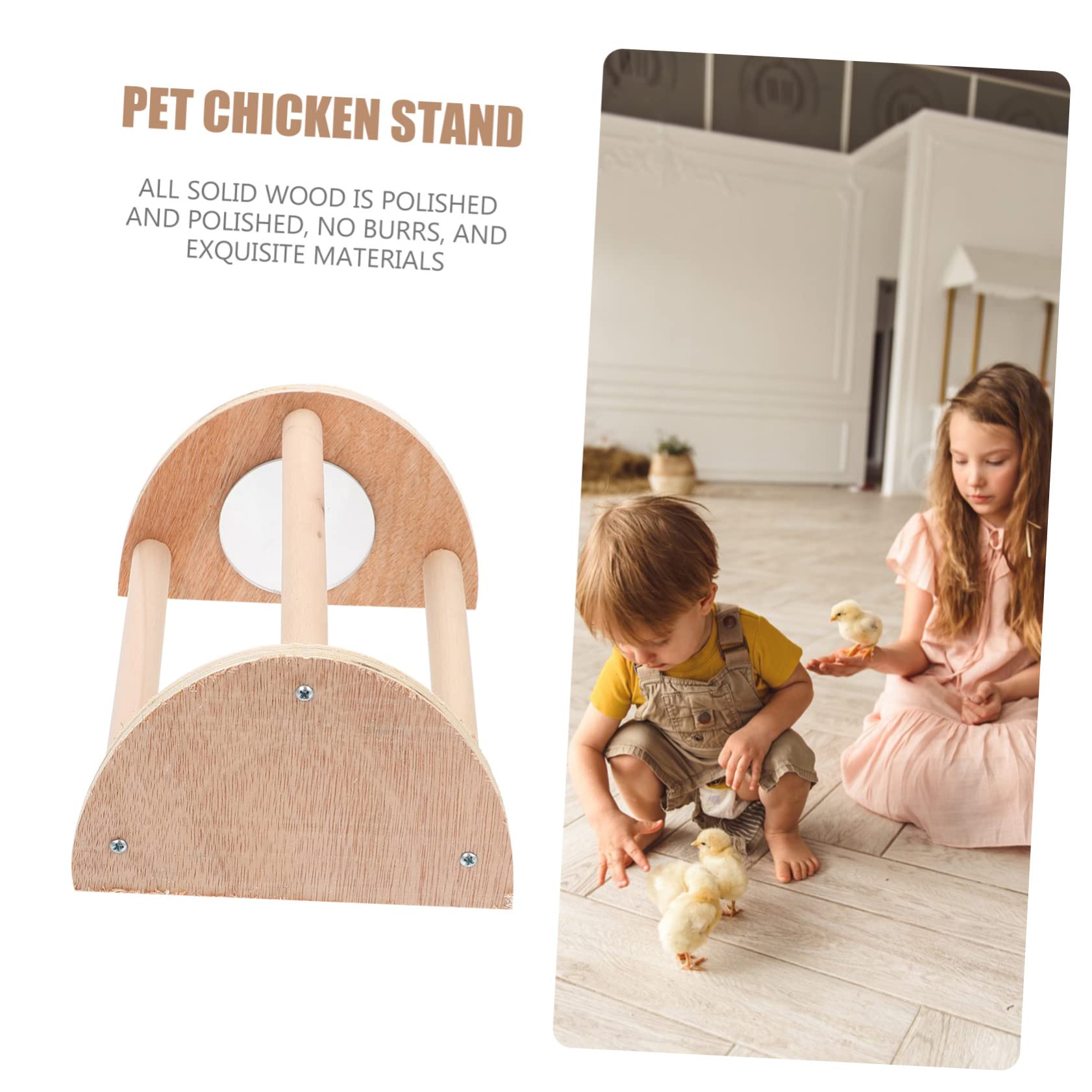 3pezzi Trespolo Legno Per Galline e Pappagalli Con Specchio Supporto Per Gioco e Attività Per Uccelli Resistente e Naturale Adatto Galline e Pappagalli