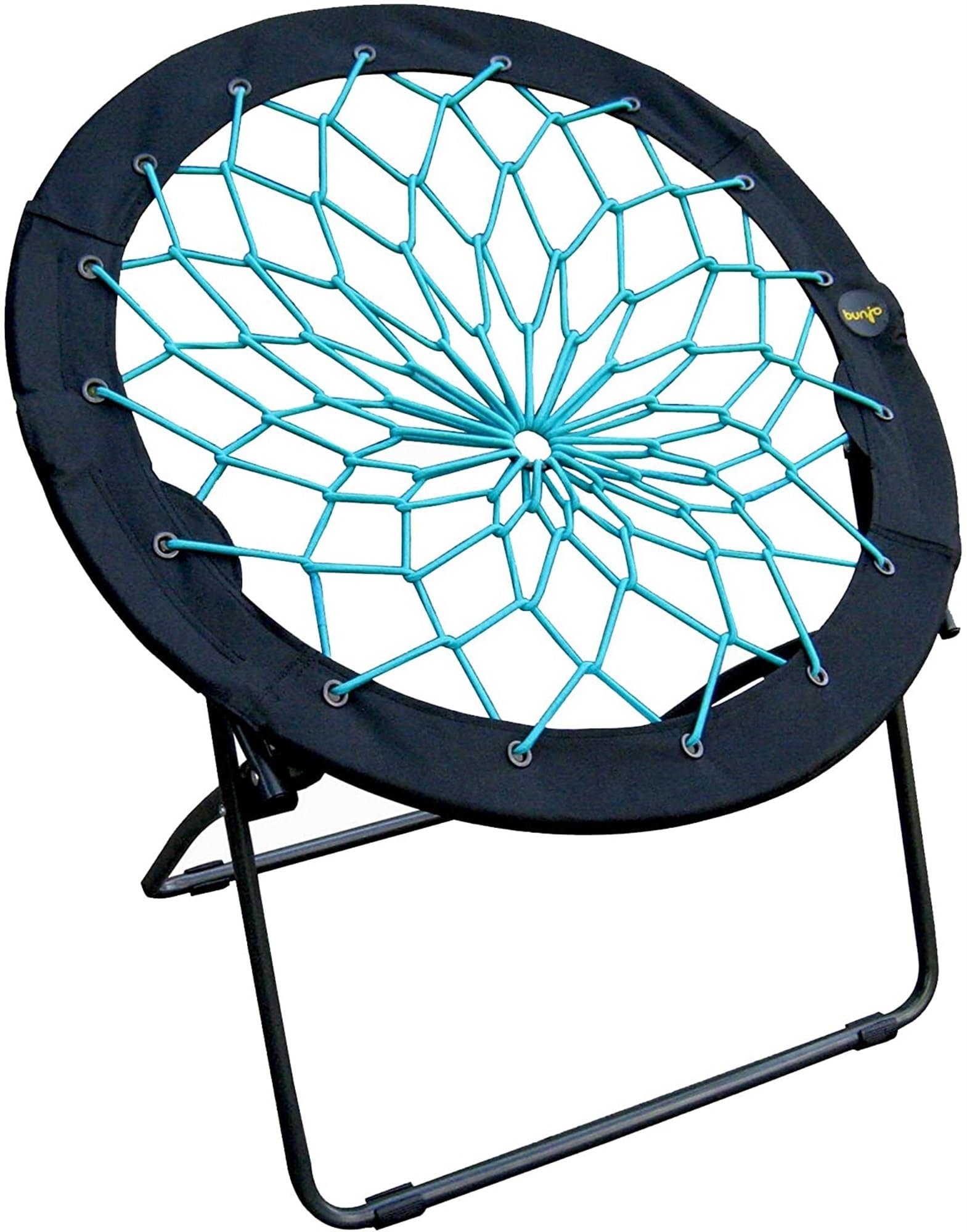 Zenithen Bunjo Bungee Dish Chair - Casual Modern, Turquoise, Polyester, Portable, Foldable, 26 x 32 x 32.5 in, 225 lbs, Indoor/Outdoor