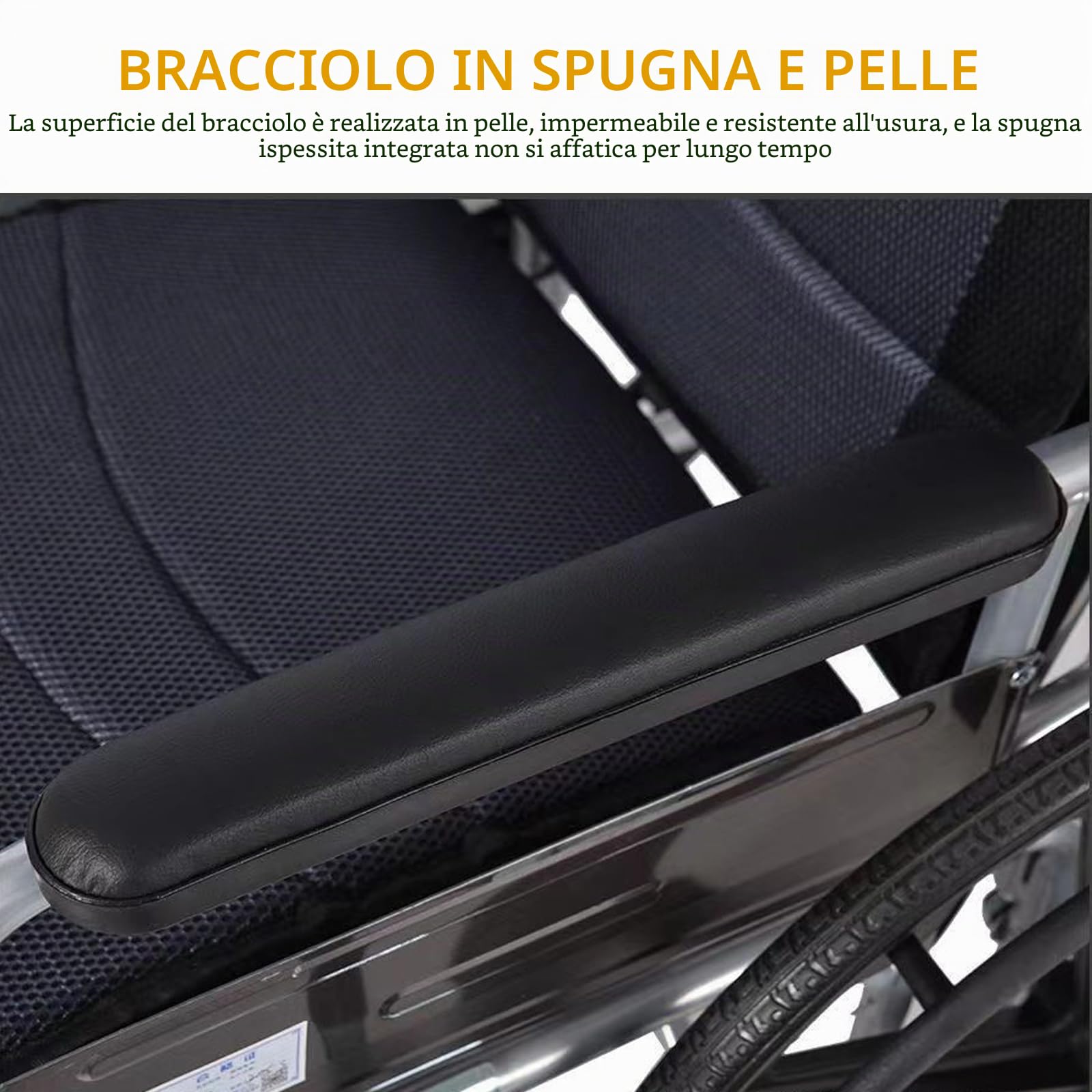 ITALS Carrozzina per Disabili Autospinta,Sedia a rotelle,Pieghevole,Schienale Ribaltabile,Cintura di Sicurezza, Pedane Estraibili,per Anziani e Disabili con Braccioli Ribaltabili F