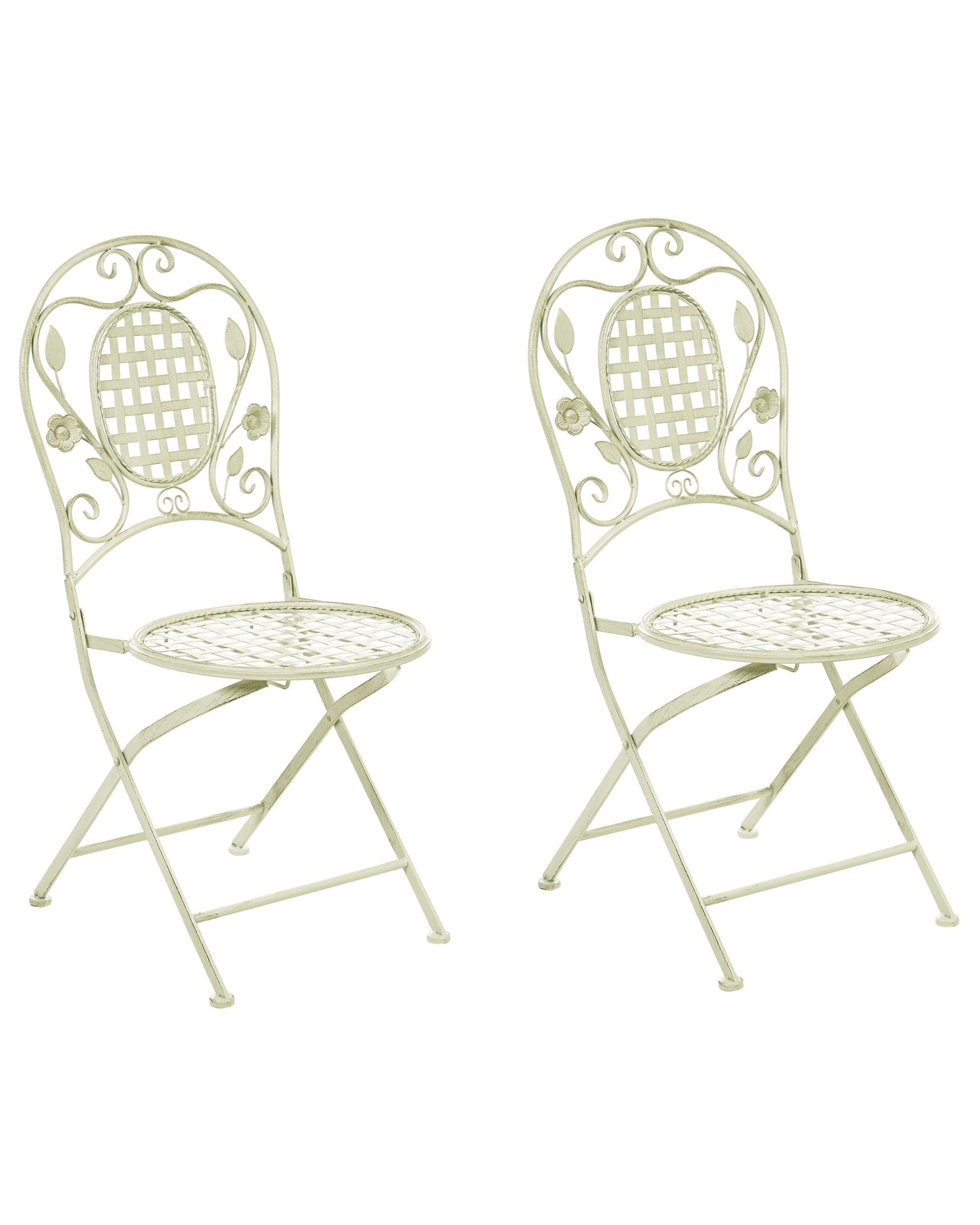 Beliani Lot 2 Chaises de Jardin Bistrot Pliantes pour Patio Terrasse ou Balcon au Style Traditionnel et Provençal