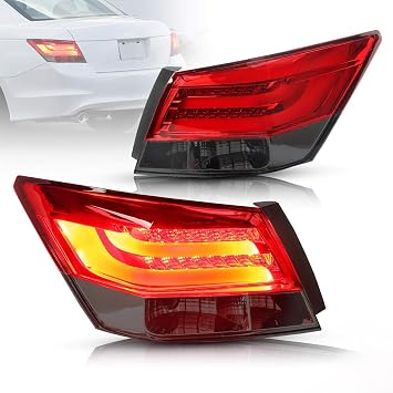 VLAND LED Tail Lights for Honda Accord 8th Gen Sedan 2008-2012, Not For Coupe, 2 PCS Red & Smoked Lens