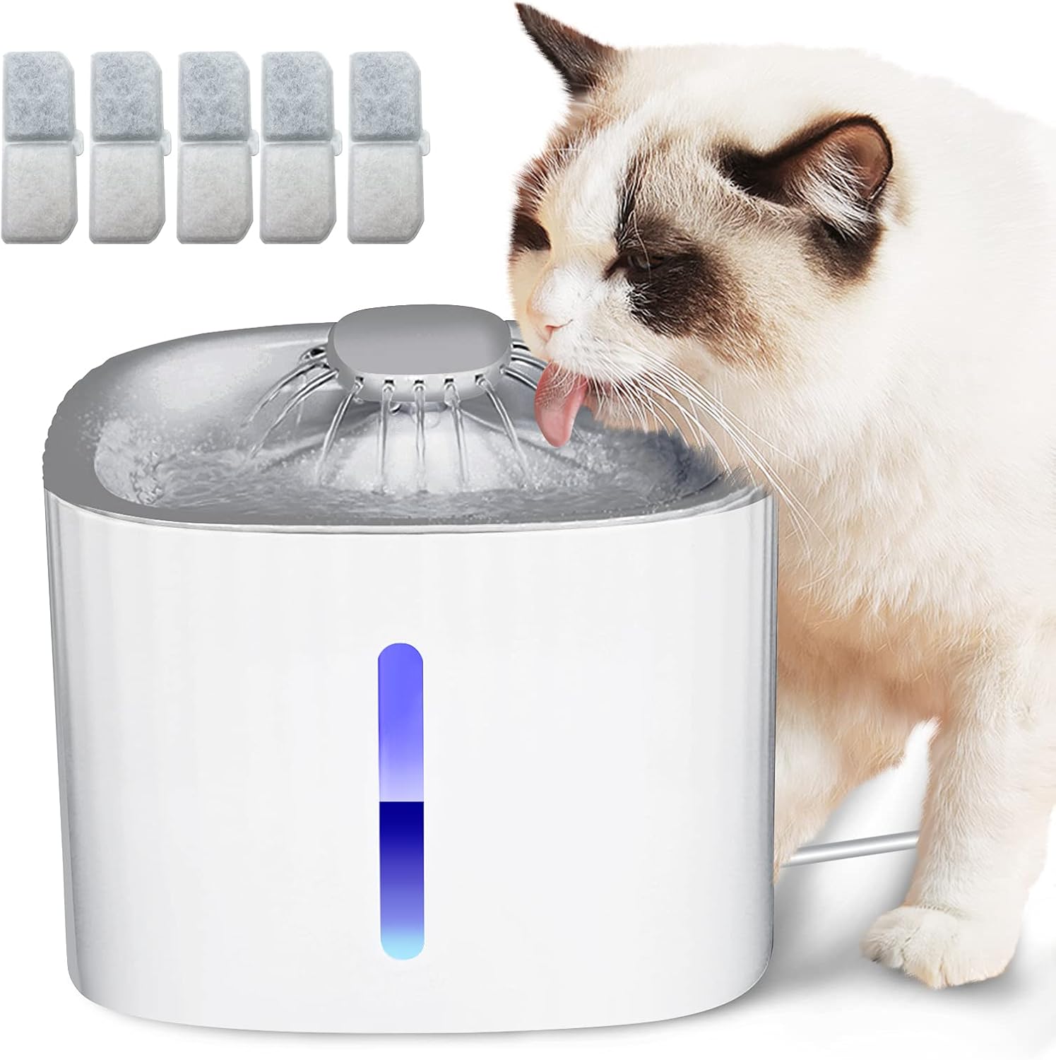 YIREAL Dog and Cat Water Fountain, 100oz/3L Automatic Pet Water Dispenser with Smart Pump and LED Indicator for Water Shortage Alert, 5…