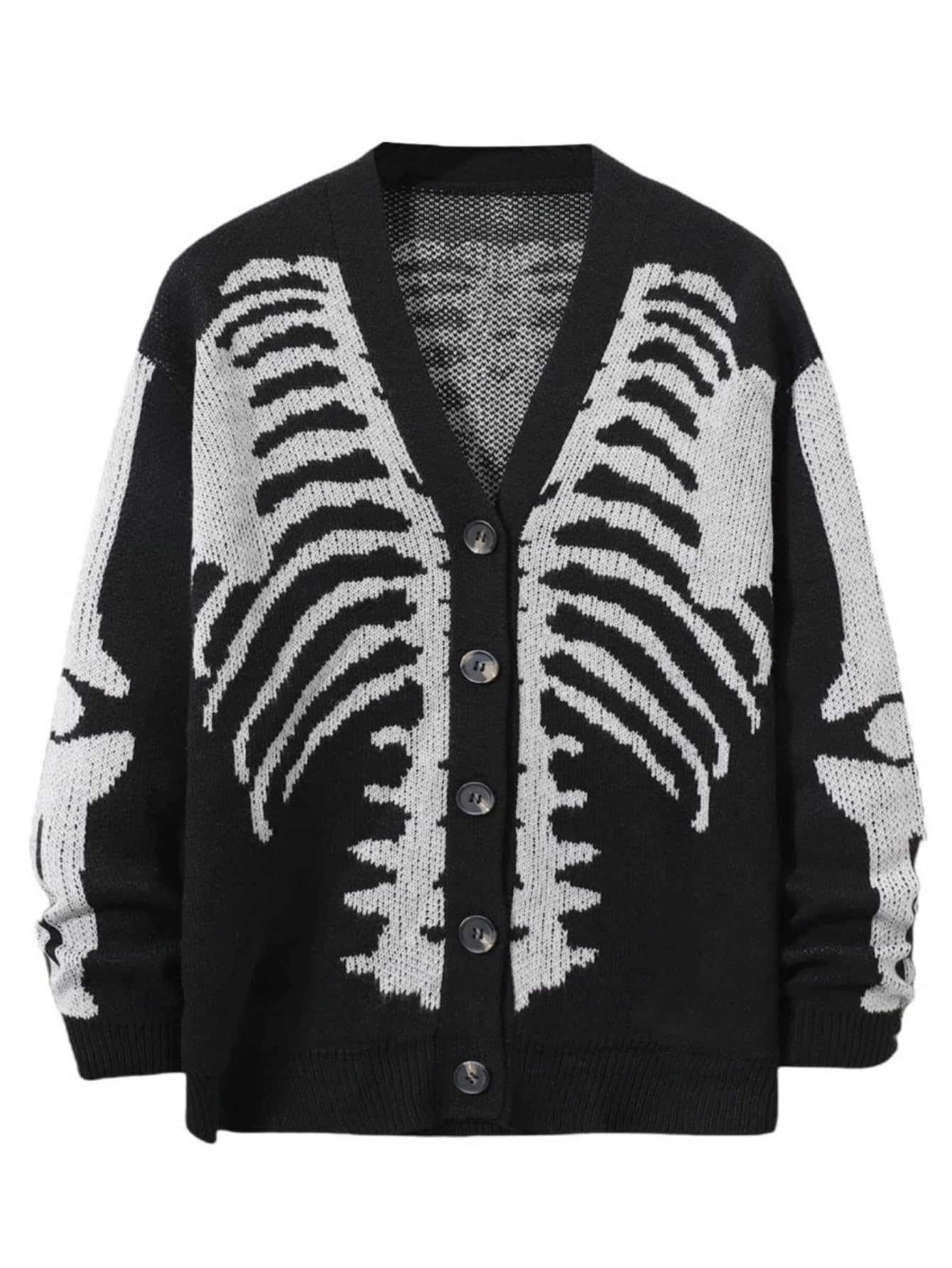 SHENHE Womens Star Print Button Down V Neck Goth Drop Shoulder Cardigan Sweater