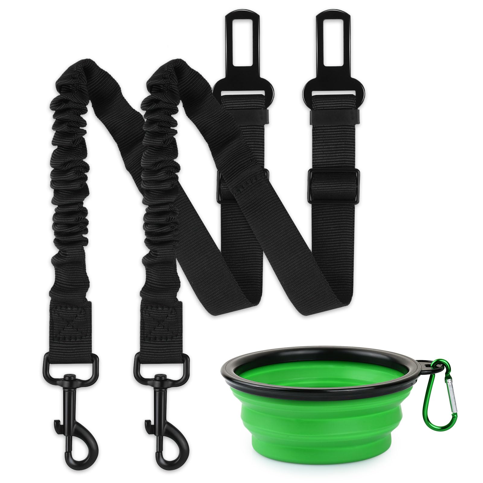 DS. DISTINCTIVE STYLE Dog Seat Belt for Car Set of 3 Dog Seatbelts with Elastic Bungee Buffer Adjustable Heavy Duty Pet Car Seat Belt Safety Leash