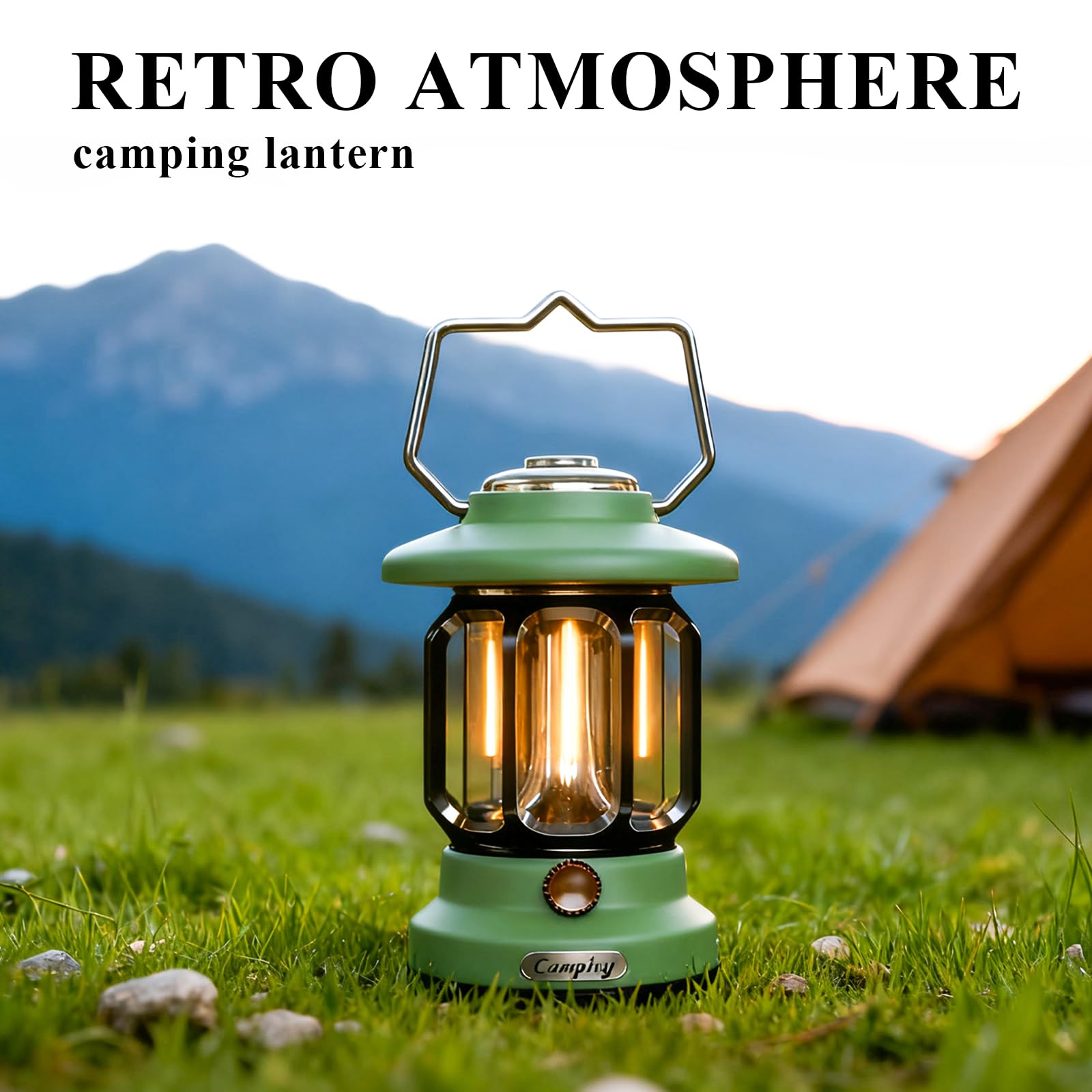 Lanterna da campeggio ricaricabile, lanterna portatile per interruzioni di corrente, lampada d'atmosfera romantica per feste, tende, vacanze, escursioni