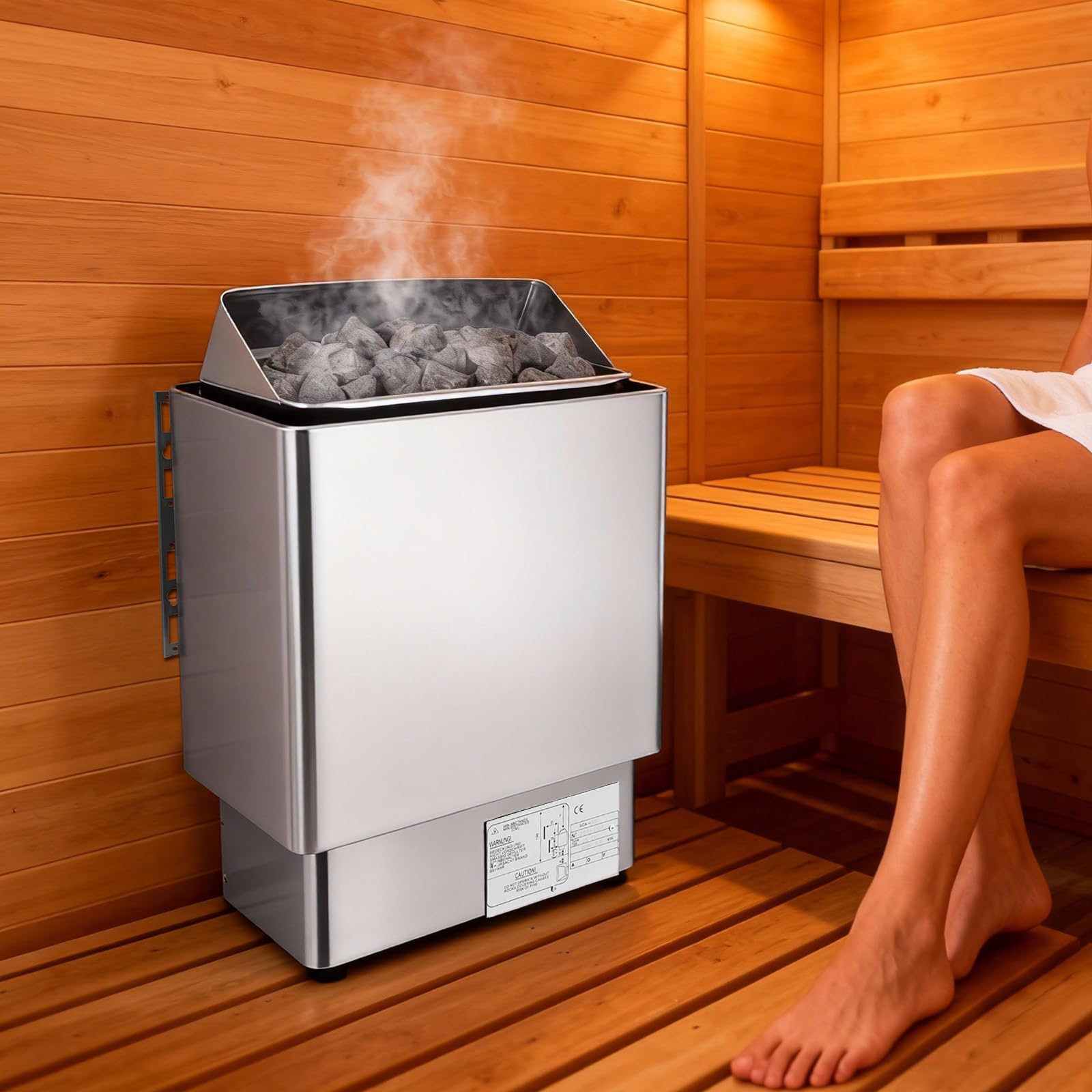Elektryczny piec do sauny, montaż ścienny, 6000 W, 0-120 °C, kuchenka do sauny, przenośne ogrzewanie sauny, piec do sauny z zewnętrznym kontrolerem, do prywatnych saun i siłowni