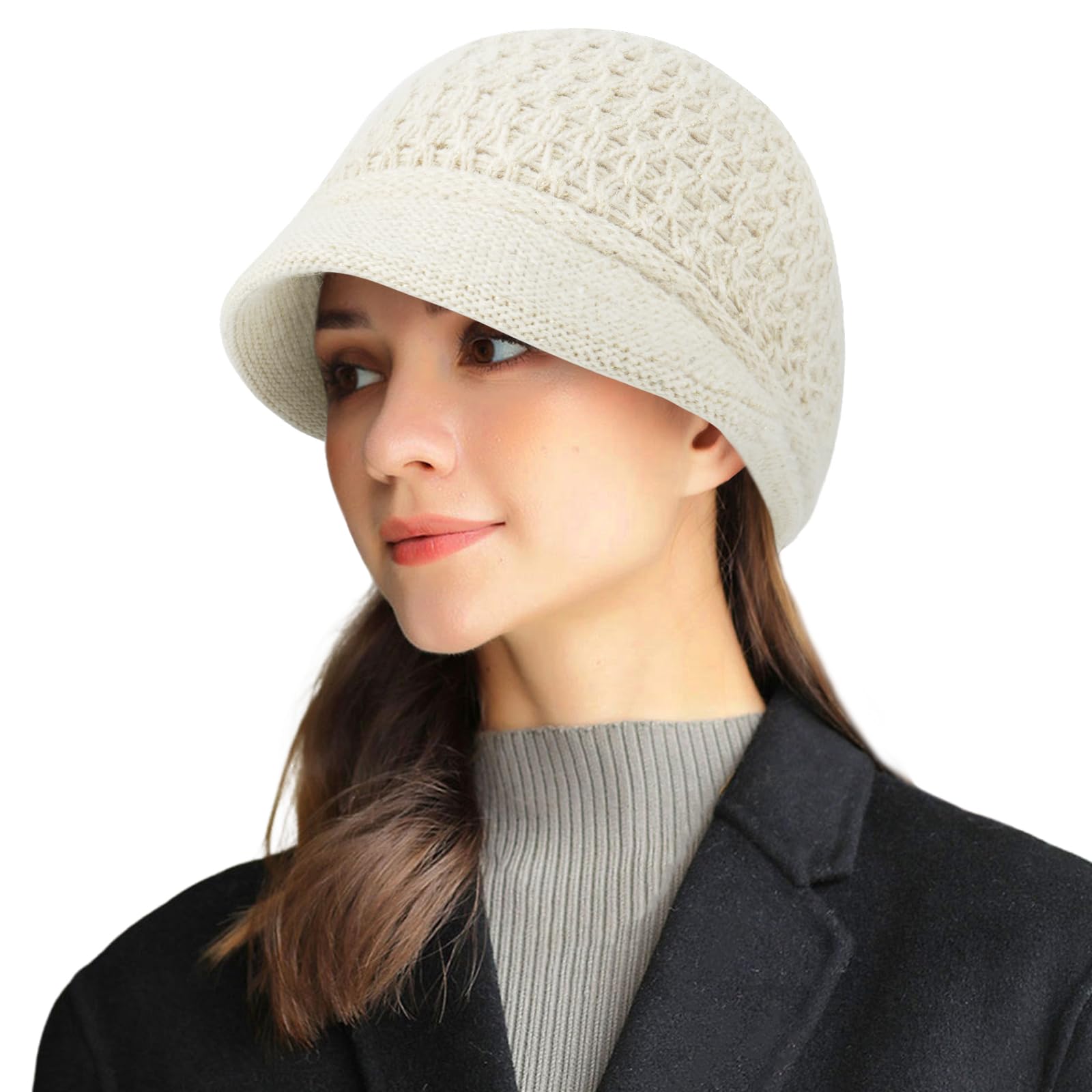 Womens 1920s Vintage Wool Felt Cloche Bucket Bowler Hat Winter Crushable Womens 1920s Bucket Cloche Hat Fall Winter Wool Crushable  main image 2