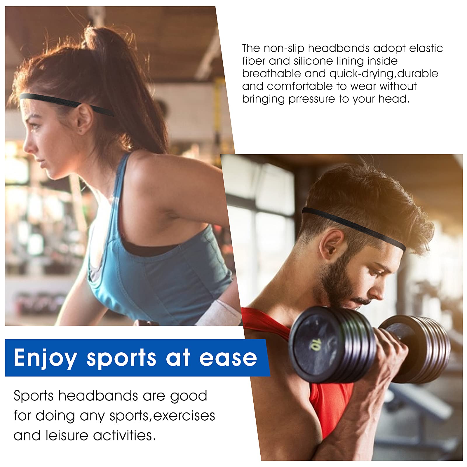 Sibba 4 Fasce Elastiche Sportive Sottili – Antiscivolo In Silicone, Per Yoga, Calcio, Palestra, Uomo E Donna (2 Nere + 2 Grigie)