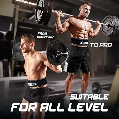 Miniatura 6 de Yes4All Cinturón de levantamiento de pesas 100% de cuero de alta calidad, piel auténtica, cinturón de inmersión 2 en 1 con cadenacinturón